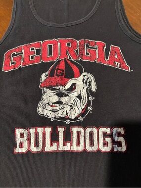 Georgia Bulldogs Black Ribbed Tank Top with Red & White Graphics
